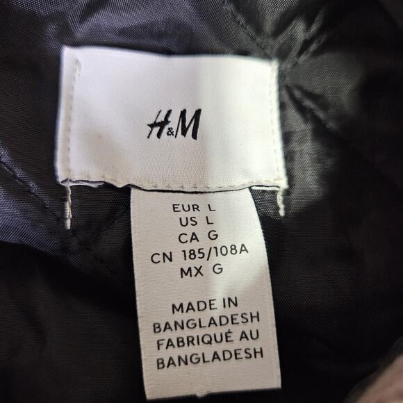 H&M Oversized Quilted Flannel Jacket Mens L Plaid Streetwear Shacket Winter Cozy - Picture 7 of 10